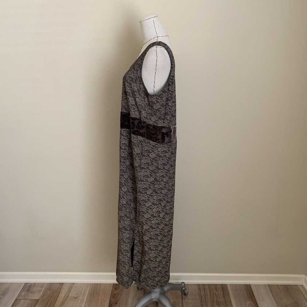 Citron Santa Monica Brown Rayon Silk Velvet Burnout Sleeveless Maxi Dress Sz M - Picture 7 of 9